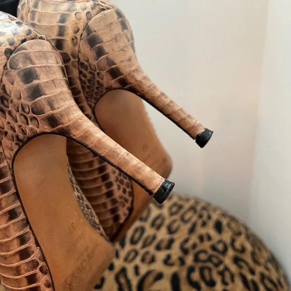Jimmy Choo Brown Snakeskin Heels - Picture 6 of 6